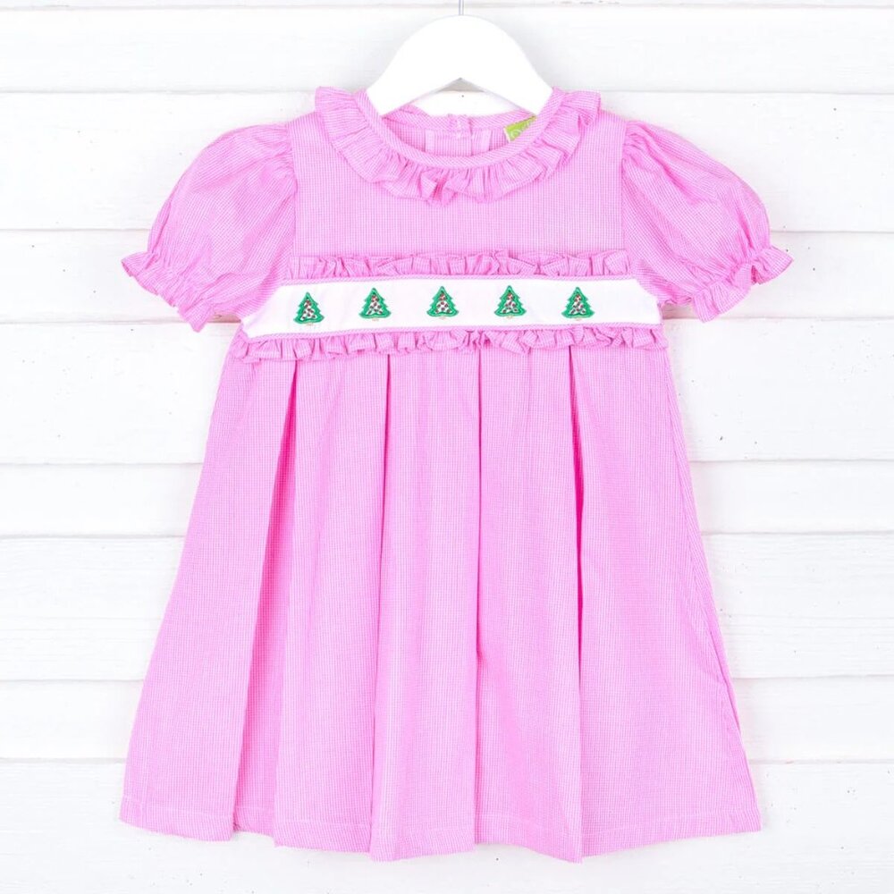 Happy Holiday Tree Pink Chloe Dress – Classic Whimsy - Size 8